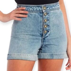 EVERY DILLARD'S High Rise Button Fly Cuffed Denim Shorts Light Wash sz 14